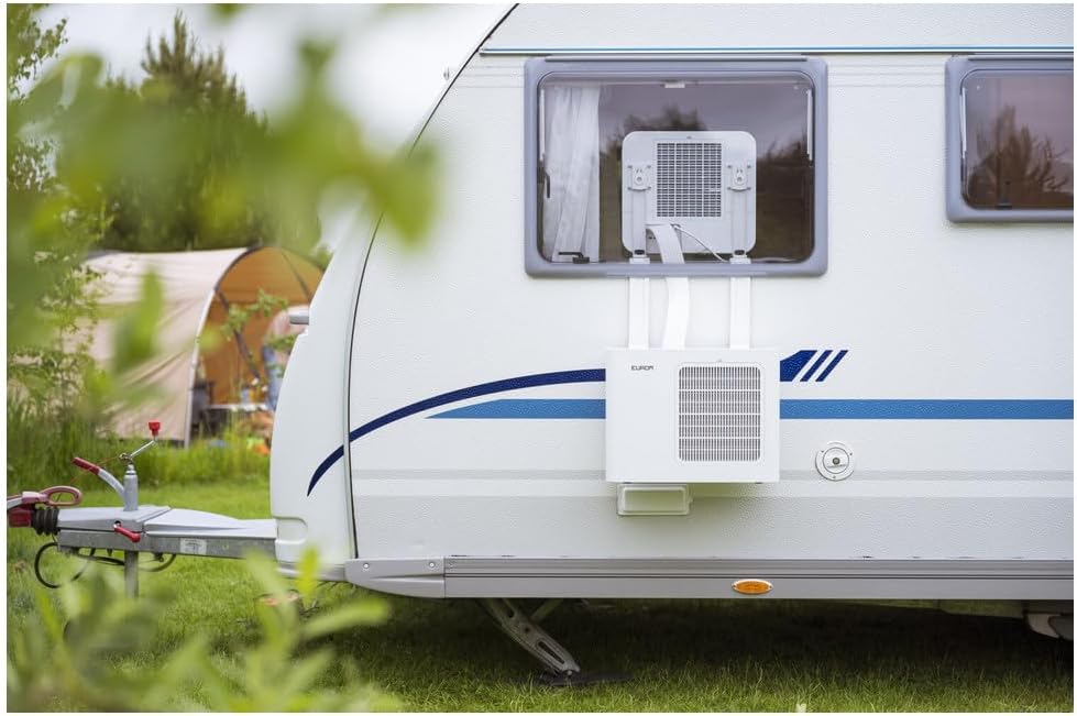 Aire acondicionado dividido EUROM AC2401 para caravanas, autocaravanas, camping, barcos, autobuses, campers, remolques y casas móviles | Aire acondicionado portátil con 2400 BTU | Modelo mejorado del legendario AC2400