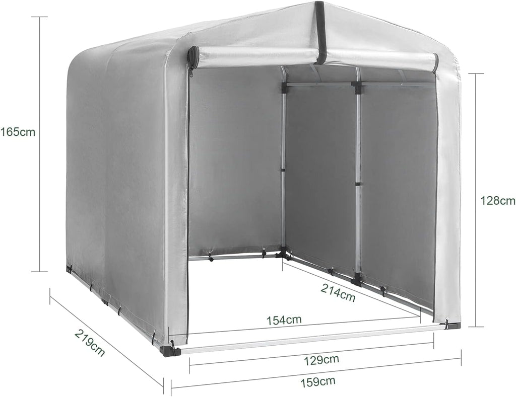 SoBuy Fahrradgarage wetterfest Geräteschuppen Fahrradgarage für 2-4 Fahrräder Carport Zelt mit UV-Schutz Fahrradschuppen für Regenschutz Terrasse Motorrad Garage Gartenhaus 159x165x219cm KLS11-L