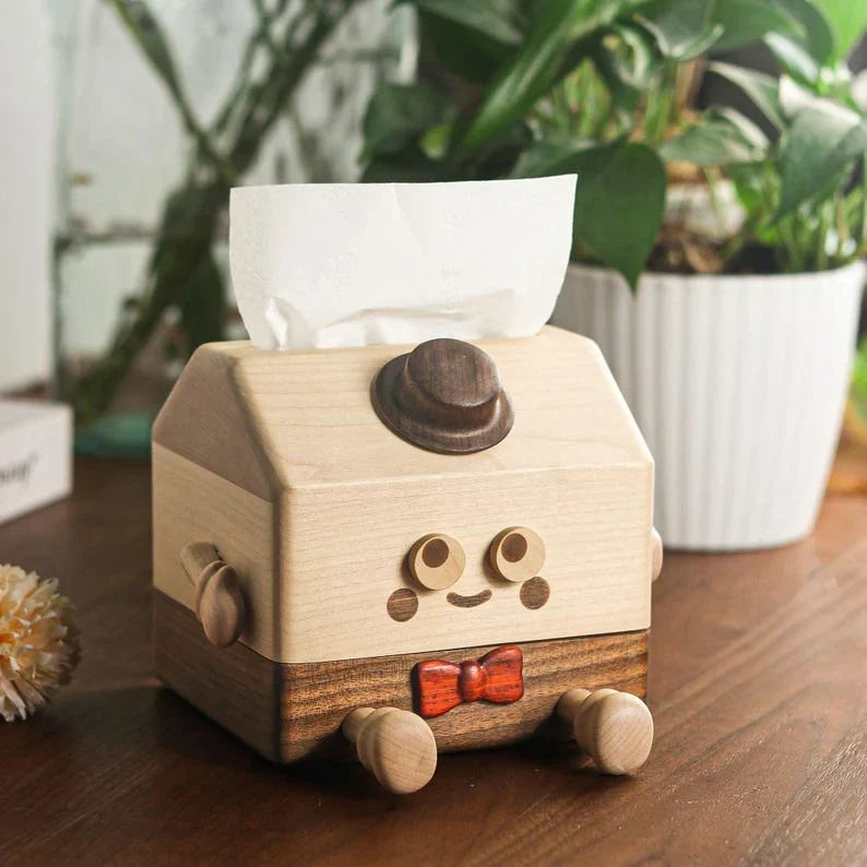 Caja de pañuelos de madera con tapa de nogal y arce, soporte para pañuelos cuadrados