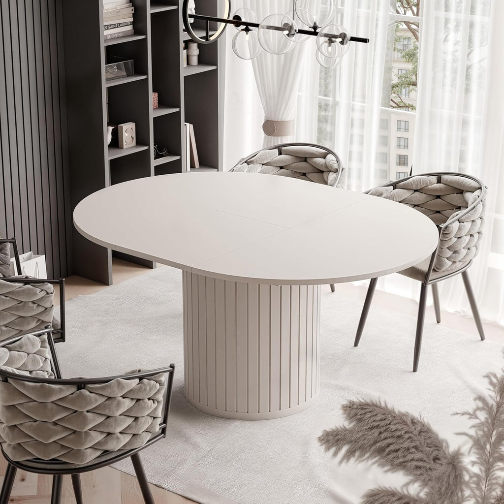 Mesa de comedor redonda extensible 120 ø - 160 cm, mesa de comedor redonda ovalada extensible, mesa de comedor - mesa de cocina