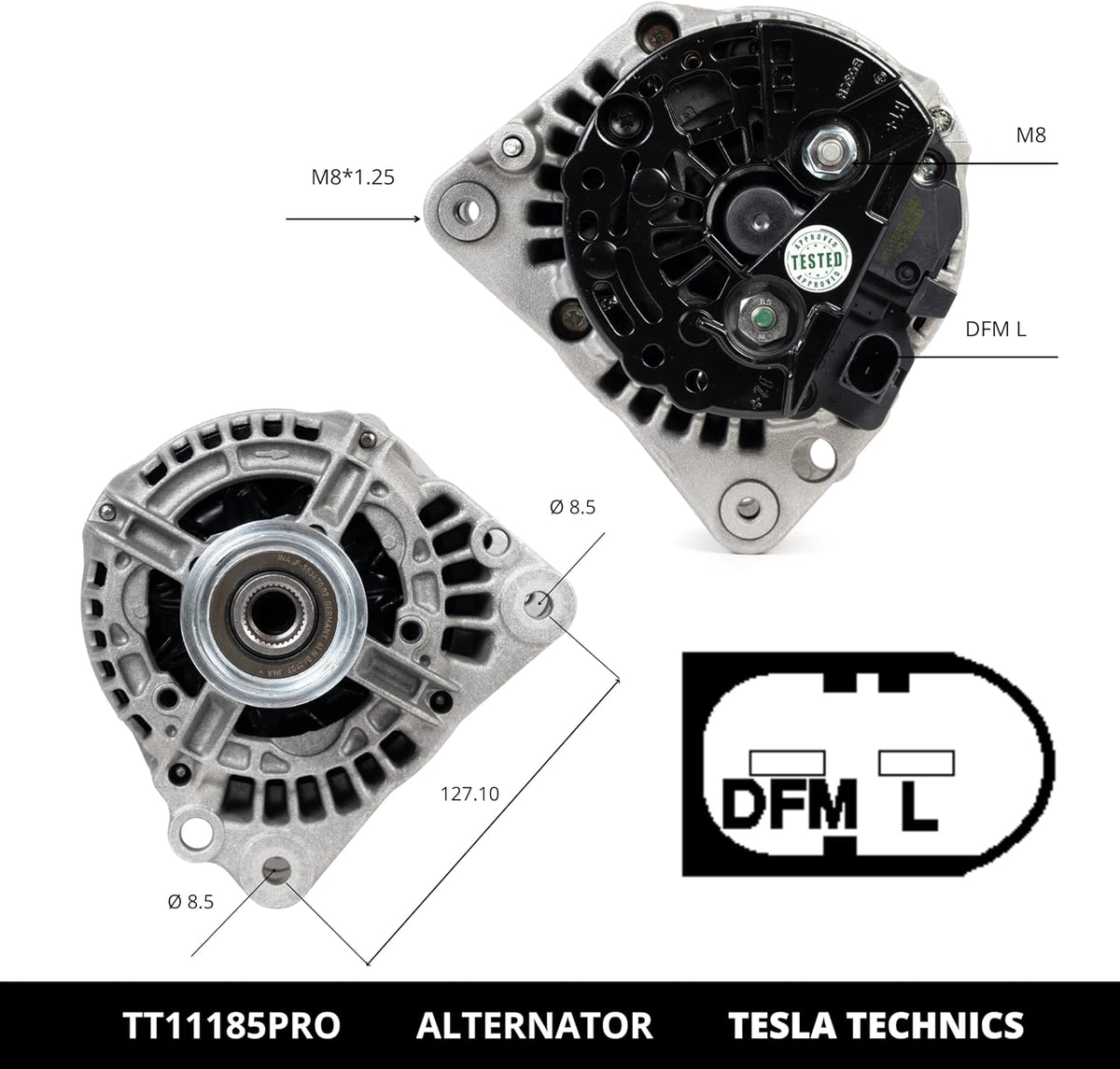 ALTERNATEUR TESLA TECHNICS TT11185 PRO 12V, 90A, compatible avec AUDI, FORD, SEAT, SKODA, VOLKSWAGEN. Excellente relation qualité-prix. Installation facile et garantie.