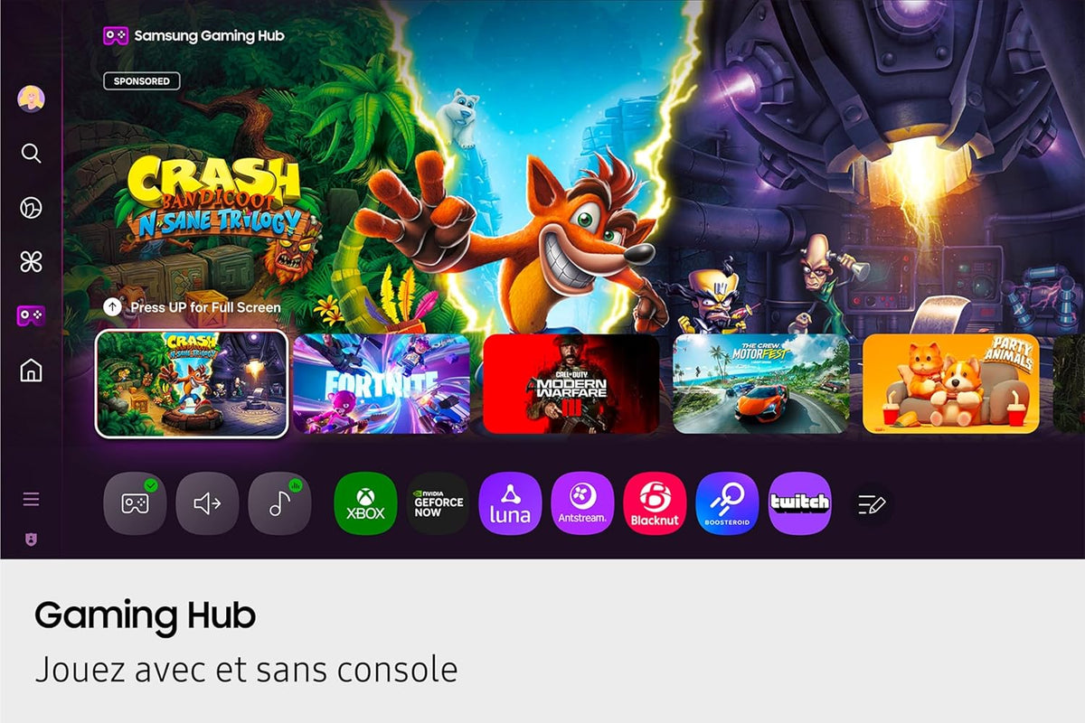 Televisor Samsung 75" QLED 4K Smart TV 75Q7F3, Quantum Dots, procesador IA Q4, WiFi, Airplay, HDR, Q-Symphony, OTS Lite, seguridad Knox, Gaming Hub, Bixby, aplicaciones de operador integradas