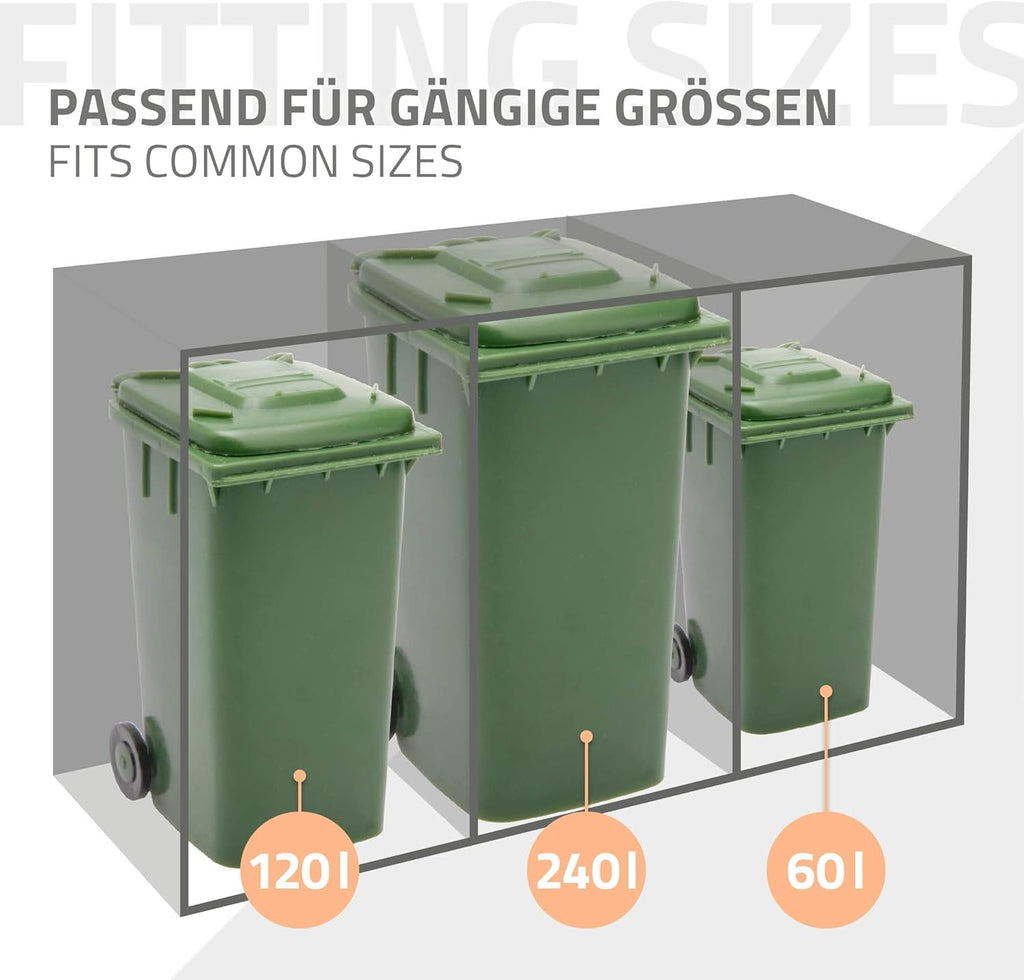 Cubre contenedores ML-Design de 3 unidades para 240L, cerramiento para 3 cubos de basura, caseta resistente a la intemperie, estructura de acero, contenedor con tapa, puerta con cerradura, 200x80x116,3 cm, color antracita efecto óxido