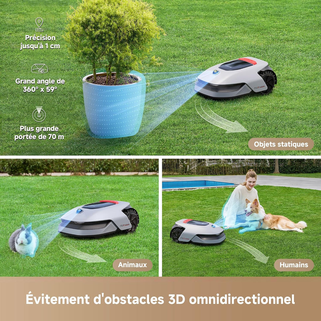 Robot cortacésped inalámbrico DREAME A1 Pro, LiDAR 3D de 360°, recomendado para 2000 m², control por aplicación, gestión intuitiva de zonas, evitación inteligente de obstáculos