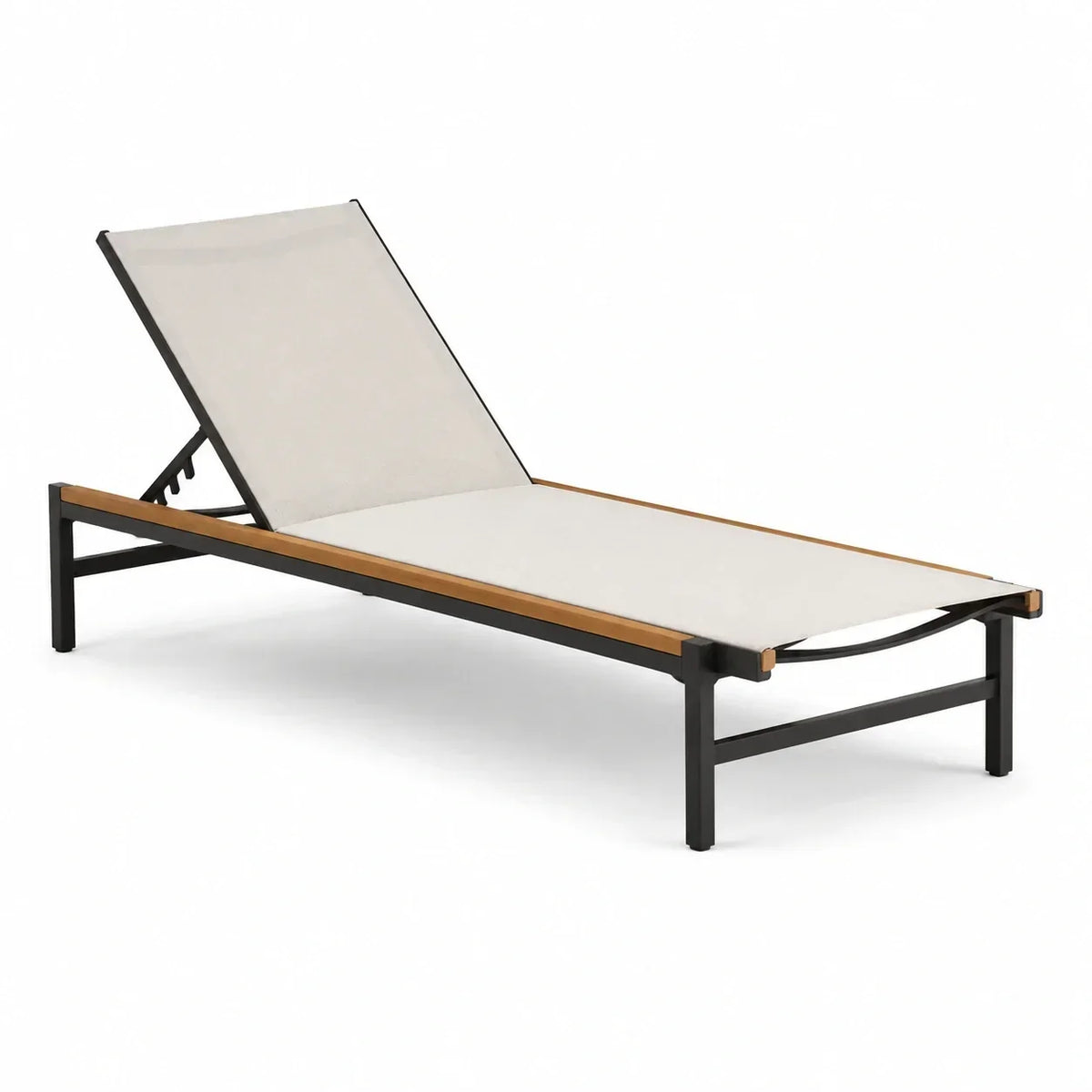 Tumbona de jardín de aluminio y textileno, 200 cm, beige/negro