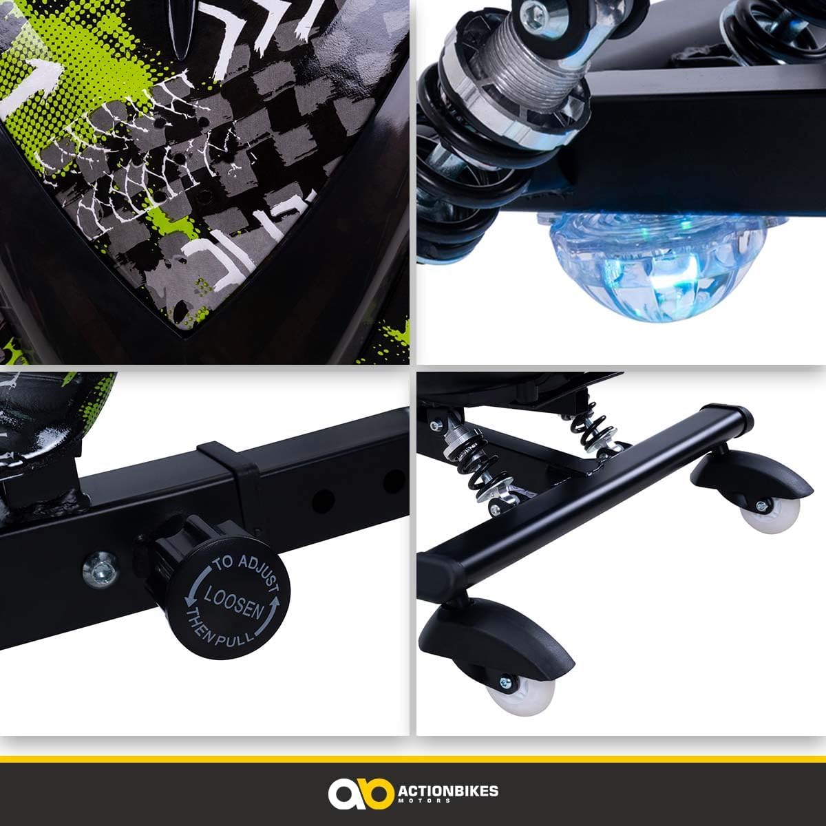 Actionbikes Motors Patinete Eléctrico Infantil para Derrapes | Motor de 𝟐𝟓𝟎 W - Carrito de Derrape 360° - 3 Niveles de Velocidad - Iluminación LED - Asiento Ajustable - Bluetooth - Kart de Derrape - Coche de Derrape (Space Purple)