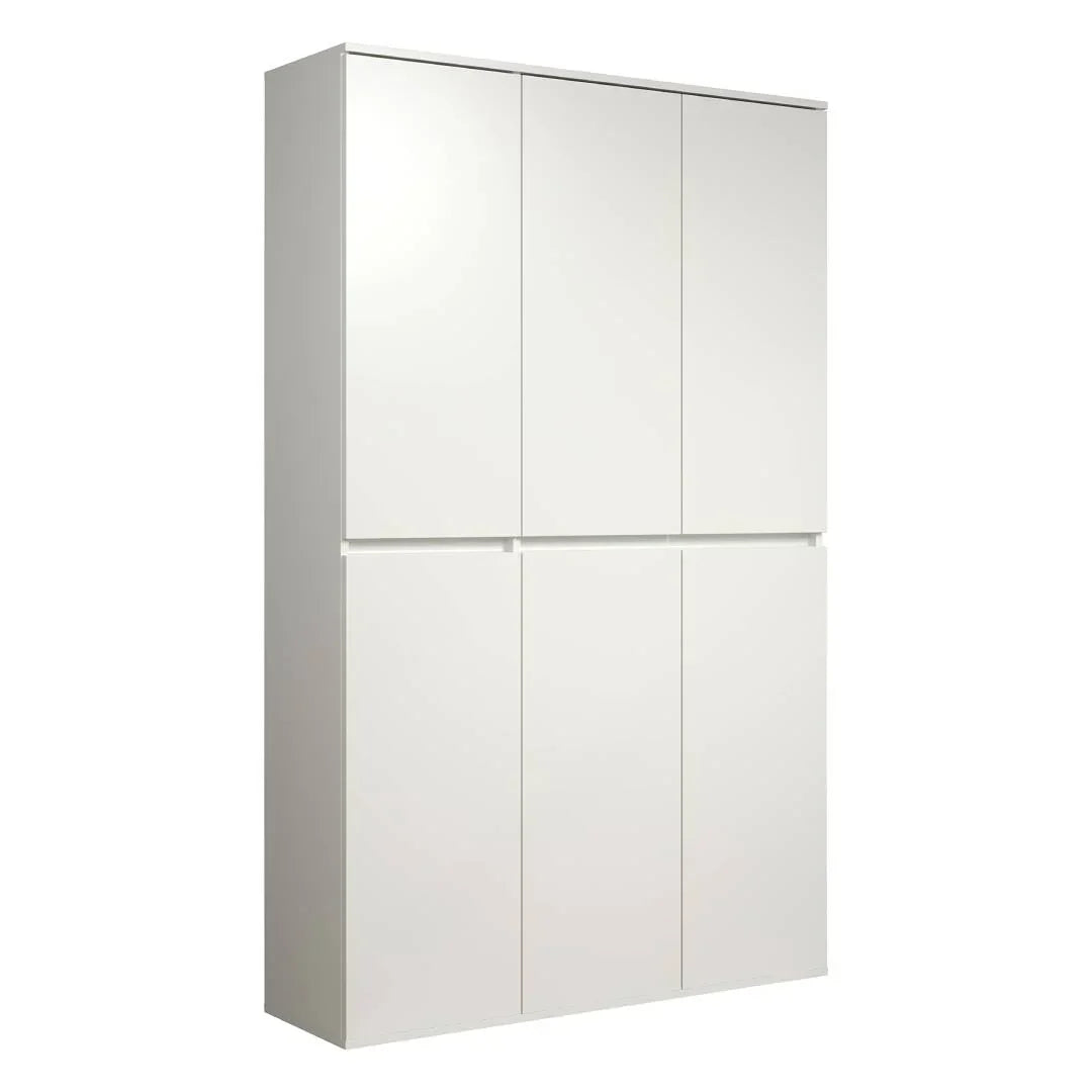 Armario multiusos Nevada 213215701 111 x 191 x 34 cm, 6 puertas, 12 estantes con barra para colgar ropa
