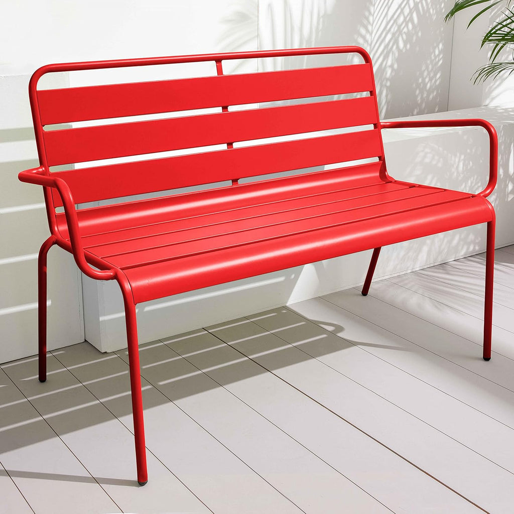 Banco de jardín de metal Oviala, rojo – Palavas