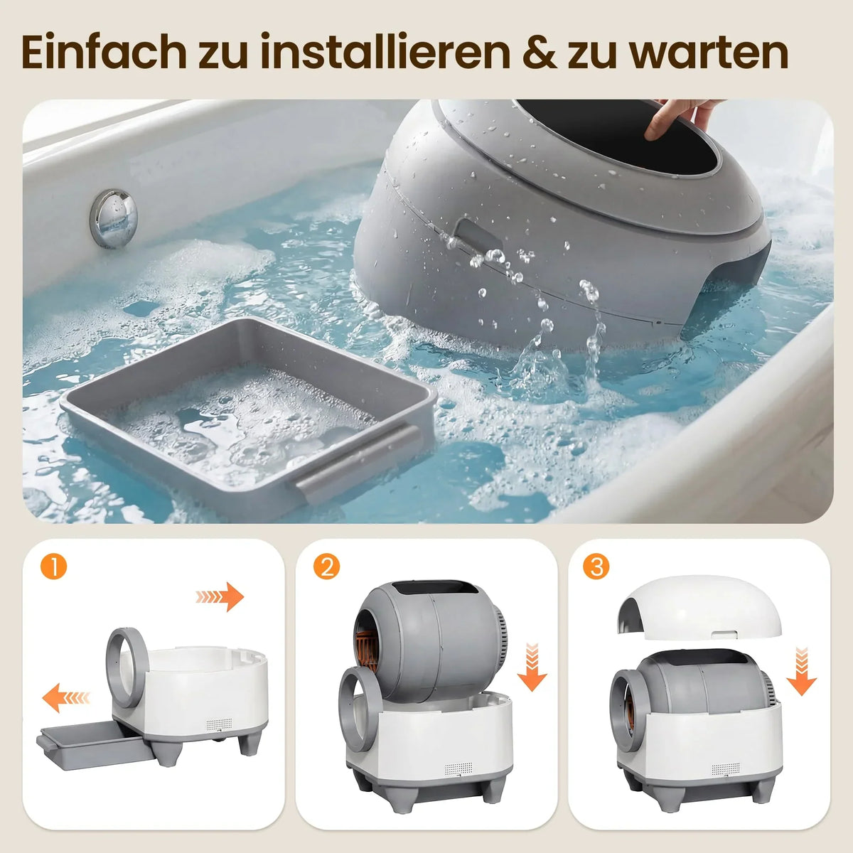 Arenero automático para gatos Devoko de 90L, autolimpiable, para familias con varios gatos, control por aplicación, seguridad múltiple, sistema desodorante