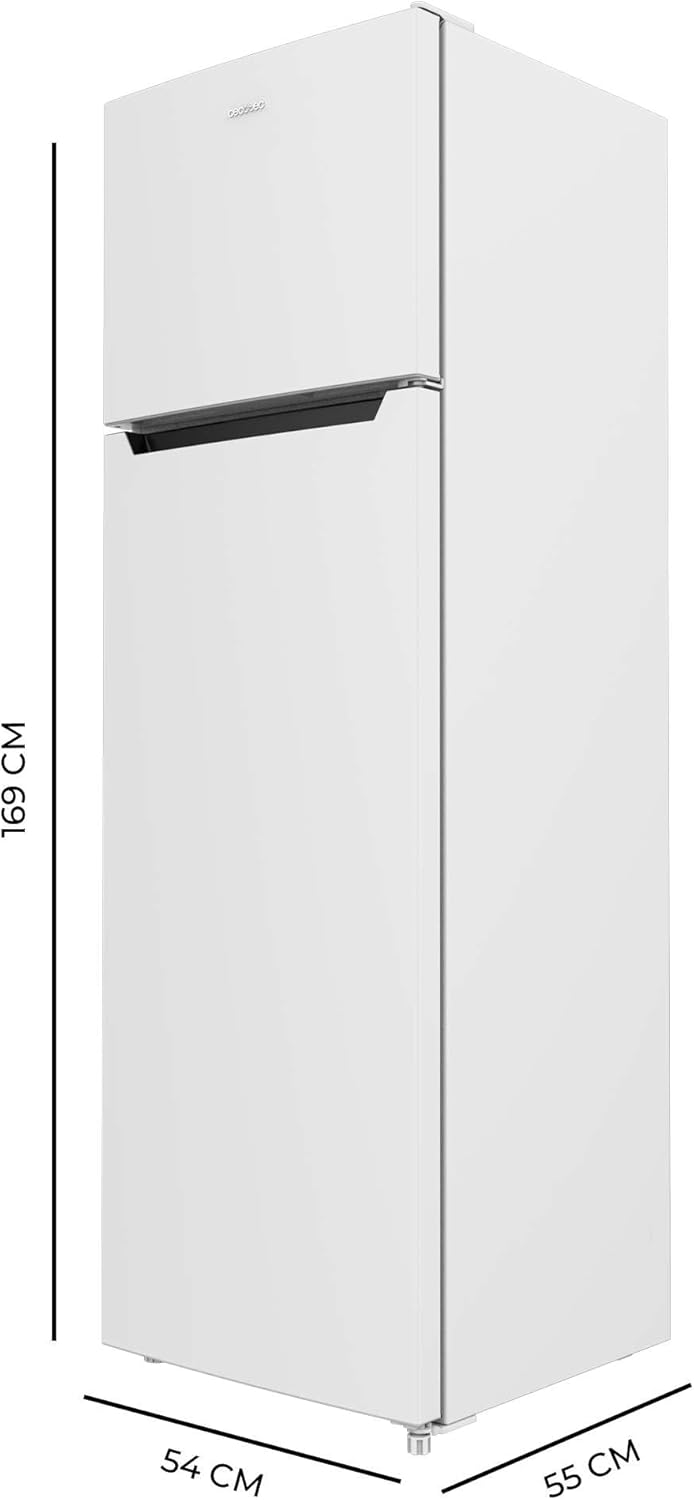 Frigorífico de dos puertas Cecotec Bolero CoolMarket 2D 261 White E. 261 L, clase E, descongelación manual, congelación ultrarrápida, puerta reversible, luz LED interior. 54x59,2x142,8 cm.