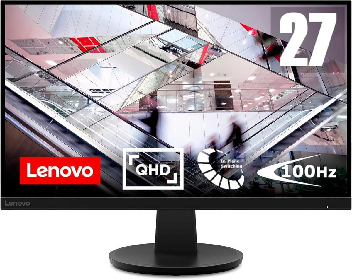 Lenovo N27q Monitor 27" QHD (IPS, 100Hz, 4ms, cable DP, HDMI) Ajuste pivotante - Negro