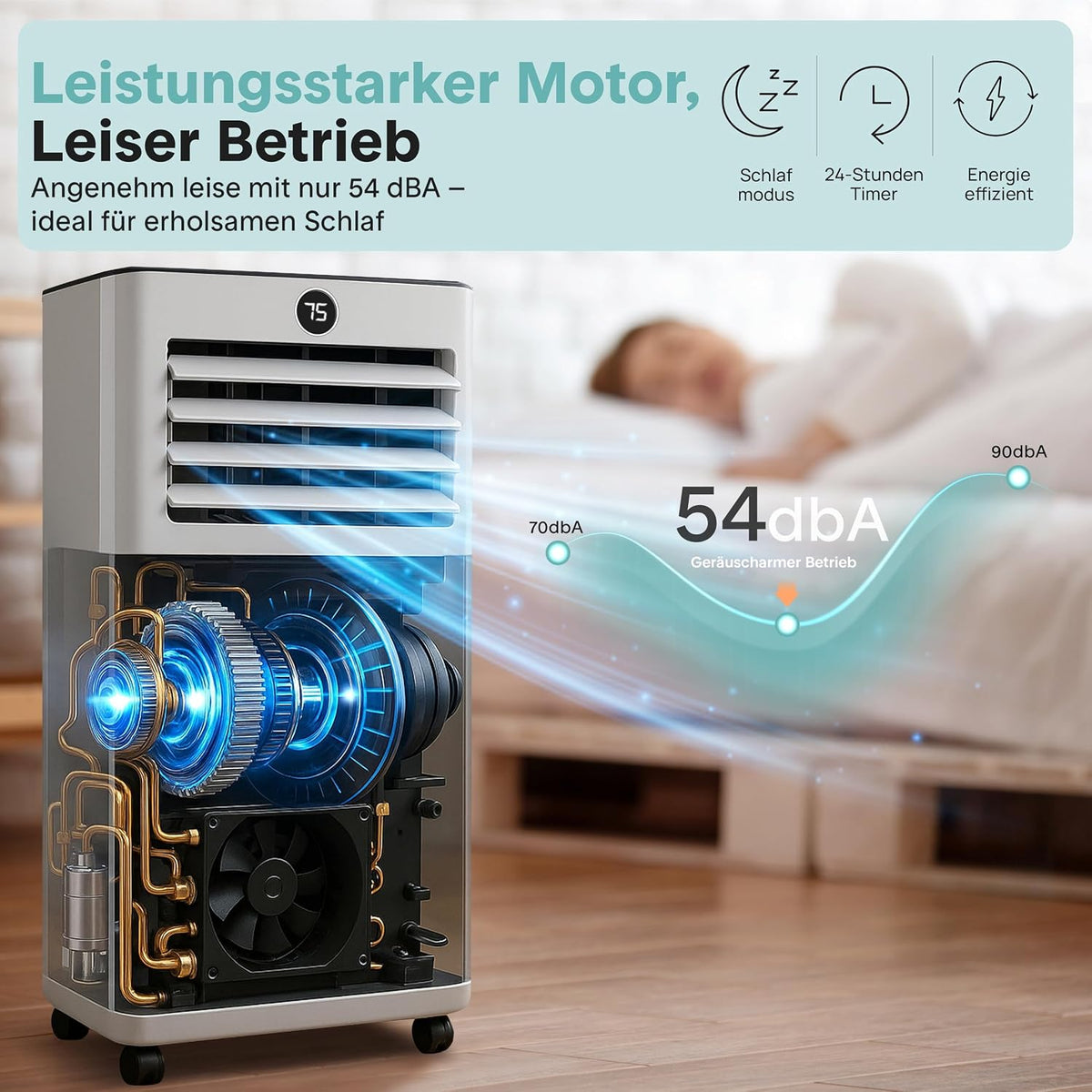 Aire acondicionado portátil SereneLife 7000 BTU, unidad 3 en 1 con manguera de escape, refrigeración, deshumidificación y ventilación, incluye kit para ventana, para habitaciones de hasta 35 m², temporizador de 24 h, silencioso 54 dB