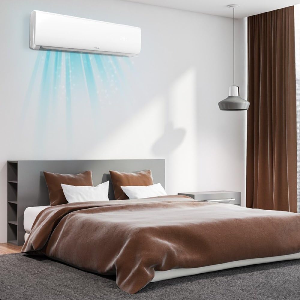 Aire acondicionado split Cecotec AirClima 9000 Smartfresh. 9000 BTU, motor DC, bomba de calor, mando a distancia, pantalla LED, sistema Inverter, 5 modos, 8 velocidades, cobertura 16 m² + compresor