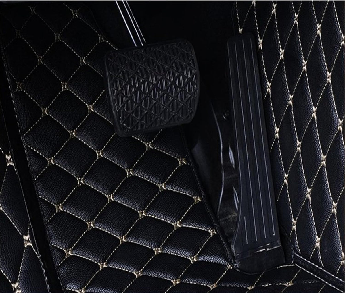 Alfombrillas de coche delanteras y traseras a medida en 3D con logotipo – Matscarlux™ - Protección completa y estilo personalizado (Negro y Azul)