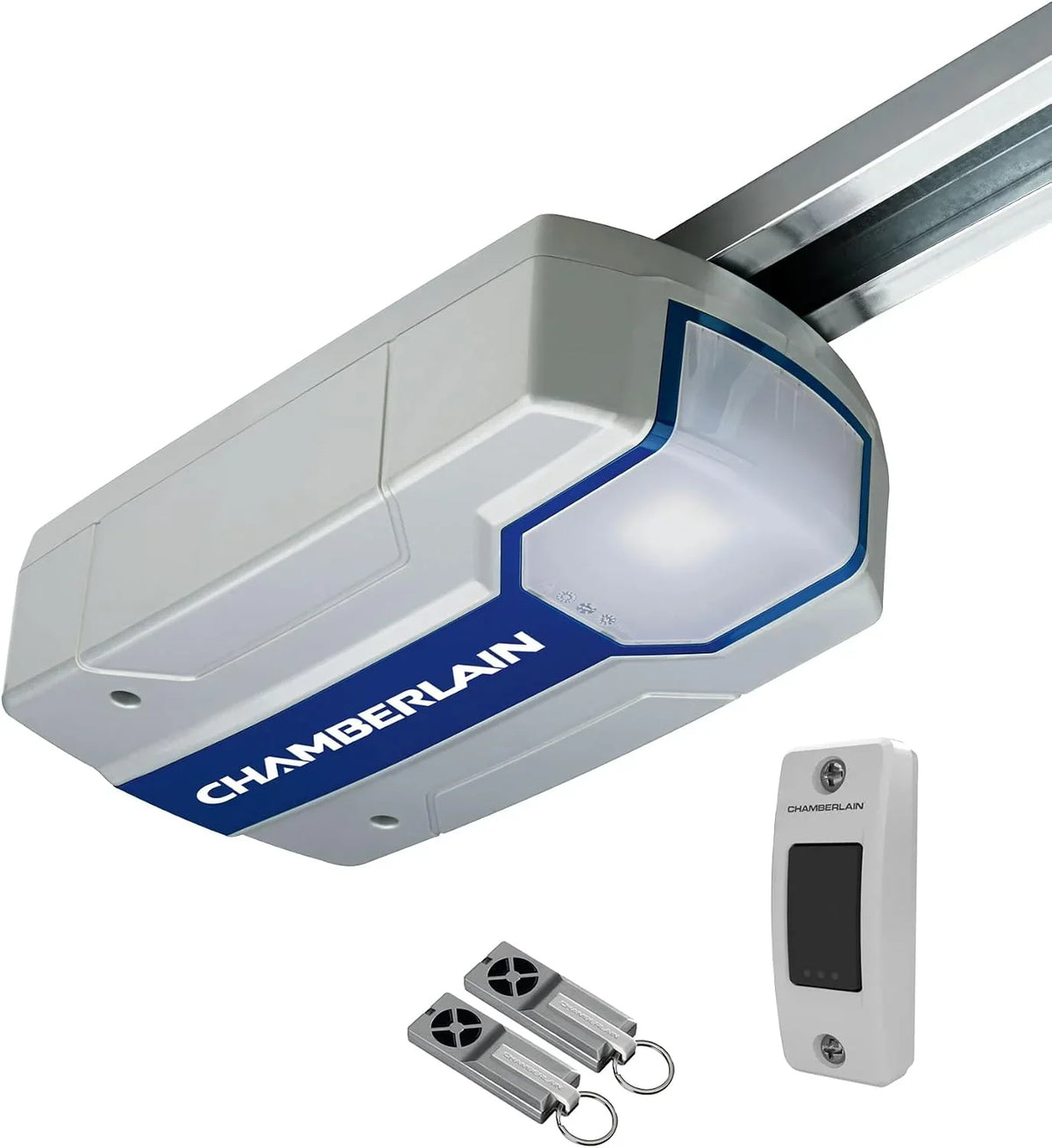 Accionamiento para puerta de garaje ML700EV 700N con correa dentada, arranque y parada suaves, compatible con Smart Home myQ, 2 mandos a distancia, riel guía de 12 kg