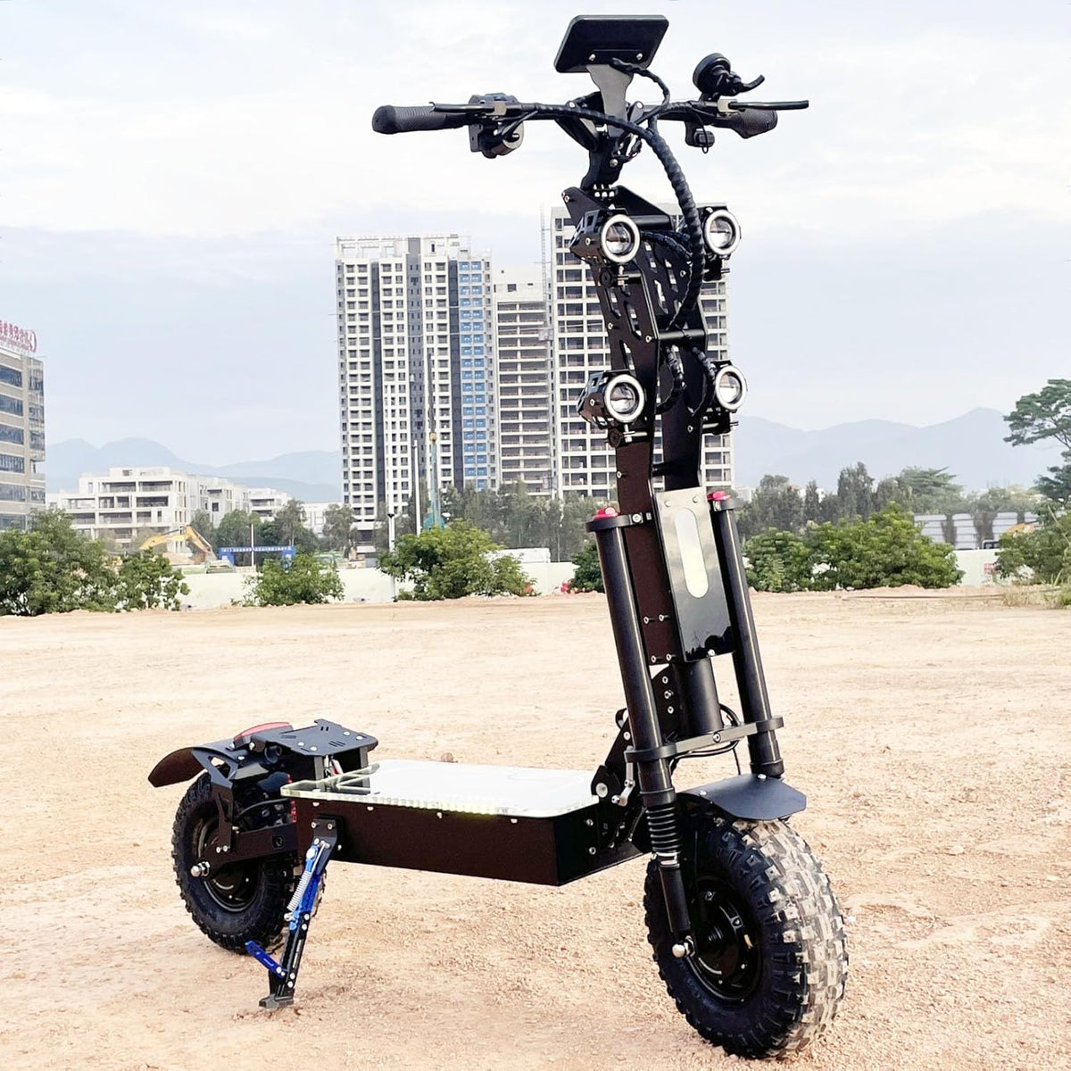 HWWH Patinete eléctrico potente plegable, scooter eléctrico todoterreno para adultos, 13 pulgadas, 3 velocidades, doble tracción, batería de litio de 72 V/50 Ah, autonomía máxima de 120 km