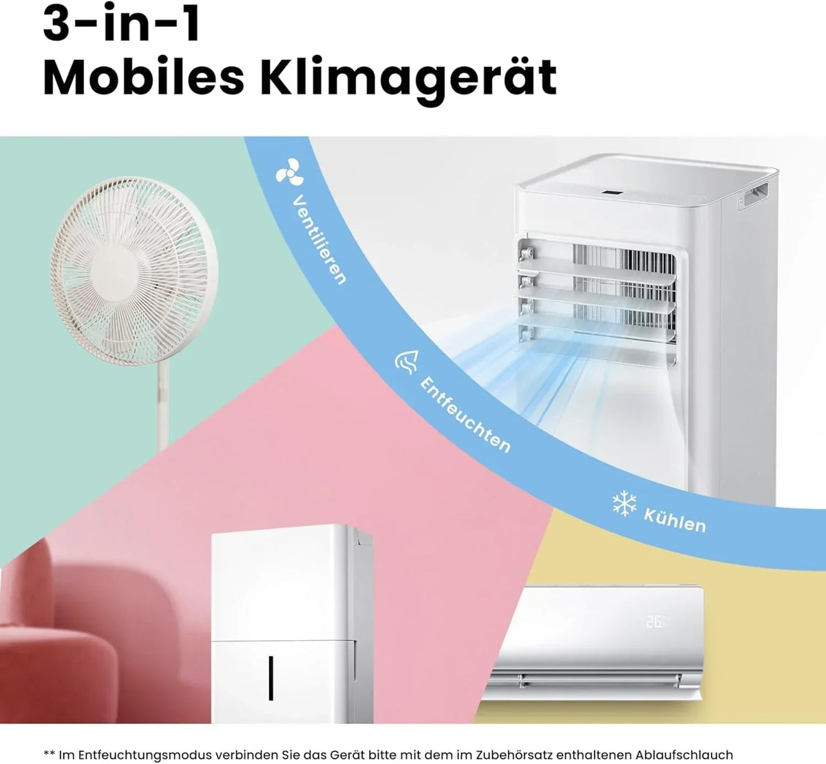 Aire acondicionado portátil 9000 BTU 2.6kW Breezy Cool Pro 2.6 control por APP refrigeración ventilación deshumidificación hasta 33m²