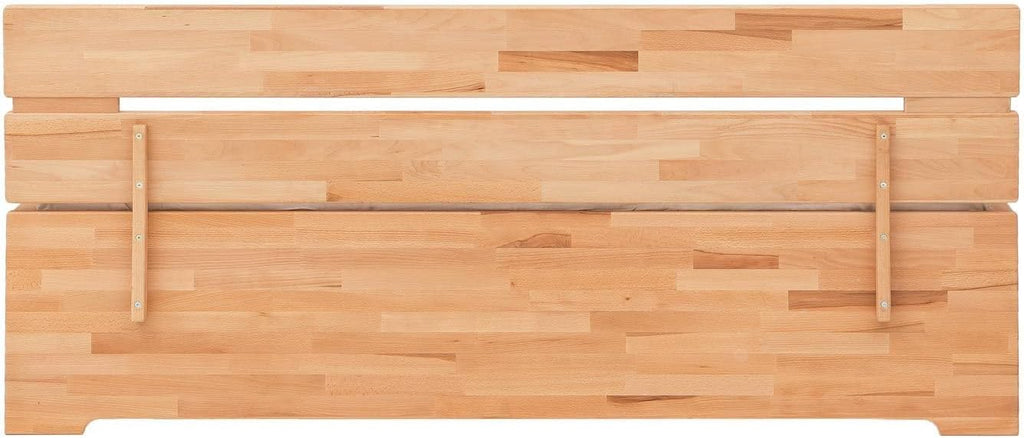 Cama de matrimonio de madera maciza Tamira 140x200 cm, haya natural aceitada con cajones de almacenamiento, altura confortable, encolado tipo parqué, capacidad de carga: 160 kg.