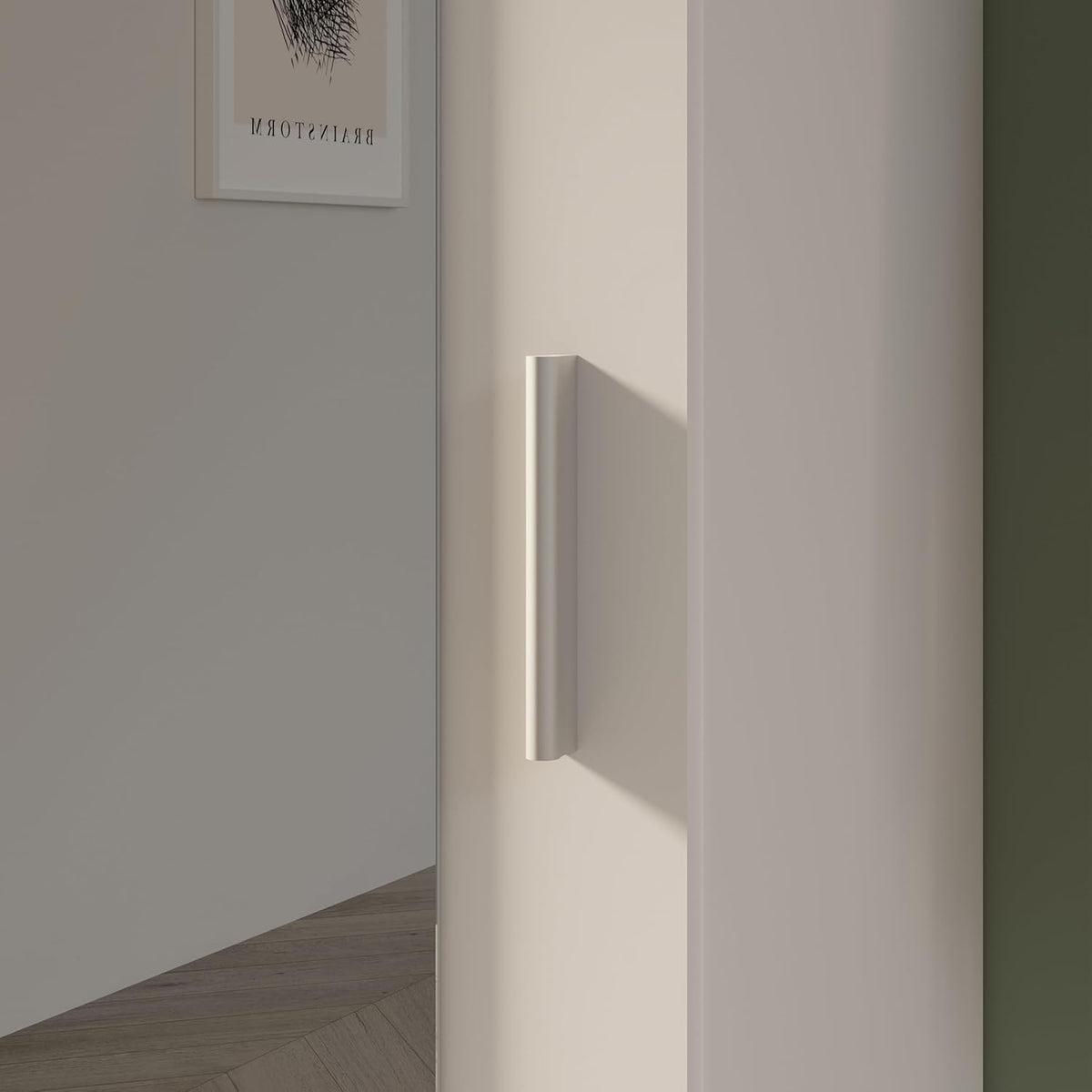 Zapatero Forte NET106 blanco 50, mueble de recibidor estrecho con 6 estantes y frente de espejo, pasillo, recibidor, madera, blanco, 50,2 cm de ancho x 179,1 cm de alto x 34,8 cm de profundidad