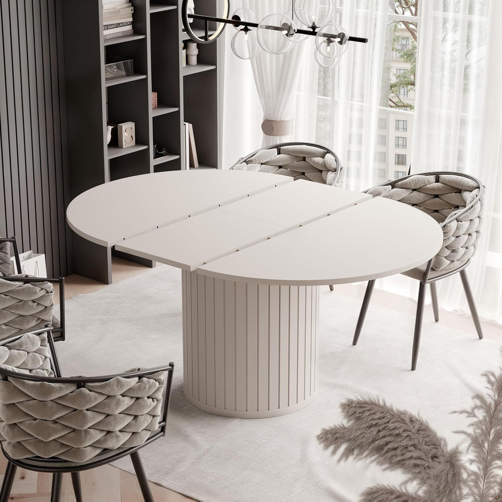 Mesa de comedor redonda extensible 120 ø - 160 cm, mesa de comedor redonda ovalada extensible, mesa de comedor - mesa de cocina