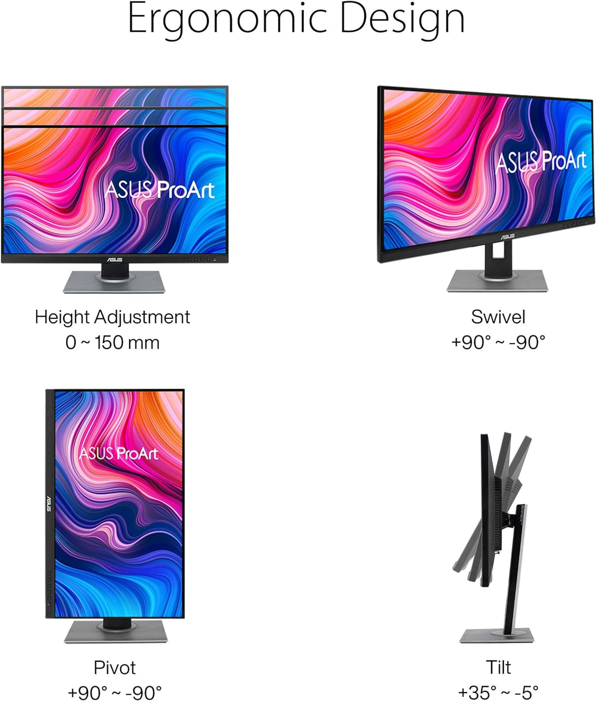 ASUS ProArt Display PA278QV – Monitor profesional de 27'' con panel IPS, resolución WQHD (2560x1440), 100% sRGB, 100% Rec.709, ΔE < 2, verificado por Calman, preajuste ProArt, soporte ergonómico