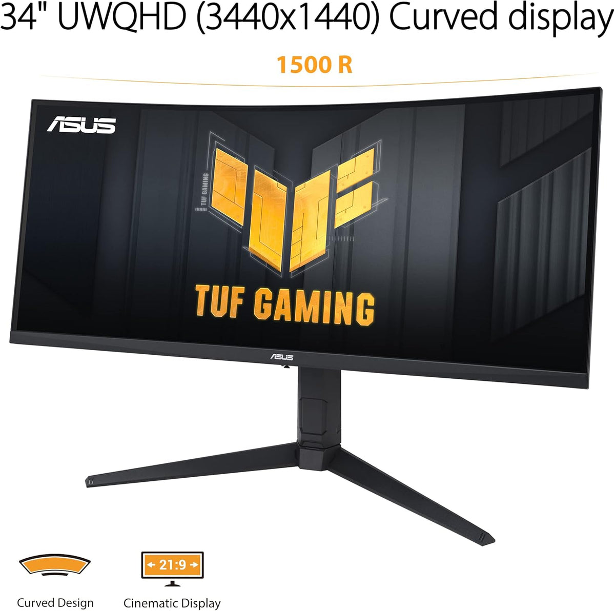 ASUS TUF Gaming VG34VQEL1A – Monitor gaming curvo de 34" UWQHD - 3440 x 1440 - 100Hz, 1ms - Freesync - 125% sRGB - HDR