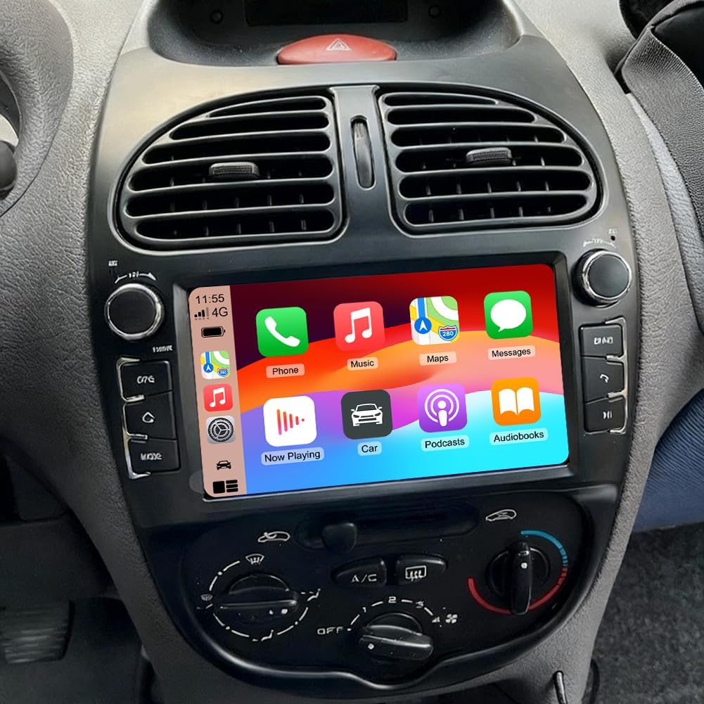 Autorradio Android 13 2 DIN Navegación GPS compatible con Peugeot 206 206CC 206SW 2000-2008, pantalla táctil de 7", reproductor multimedia de coche, unidad principal 2+32G, Mirror Link/USB/cámara de marcha atrás