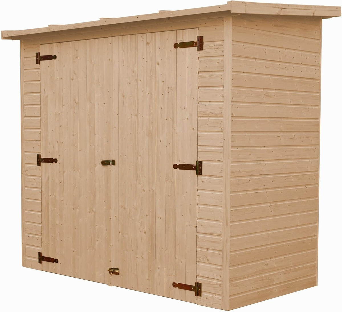 Cobertizo para herramientas de madera natural - Almacenamiento exterior sin ventanas A194x123x223 cm/2,1 m² Caseta de madera natural - Taller de almacenamiento de herramientas - TIMBELA M348