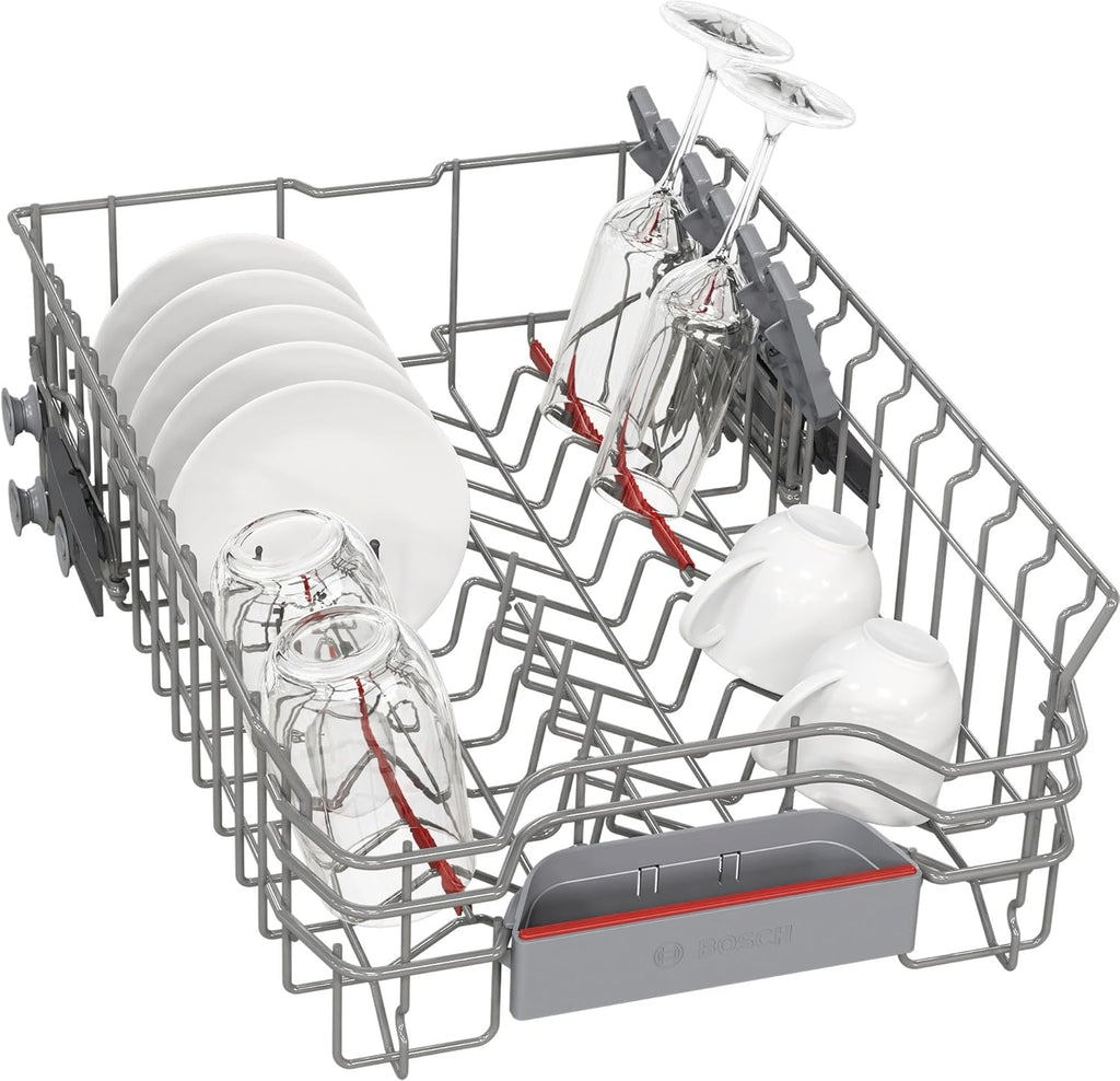 Lavavajillas inteligente Bosch Serie 2 SPV2IKX10E, totalmente integrable, 45 cm de ancho, cesta para cubiertos, secado extra con solo pulsar un botón, InfoLight punto de luz rojo en el suelo, protección AquaStop contra daños por agua, blanco