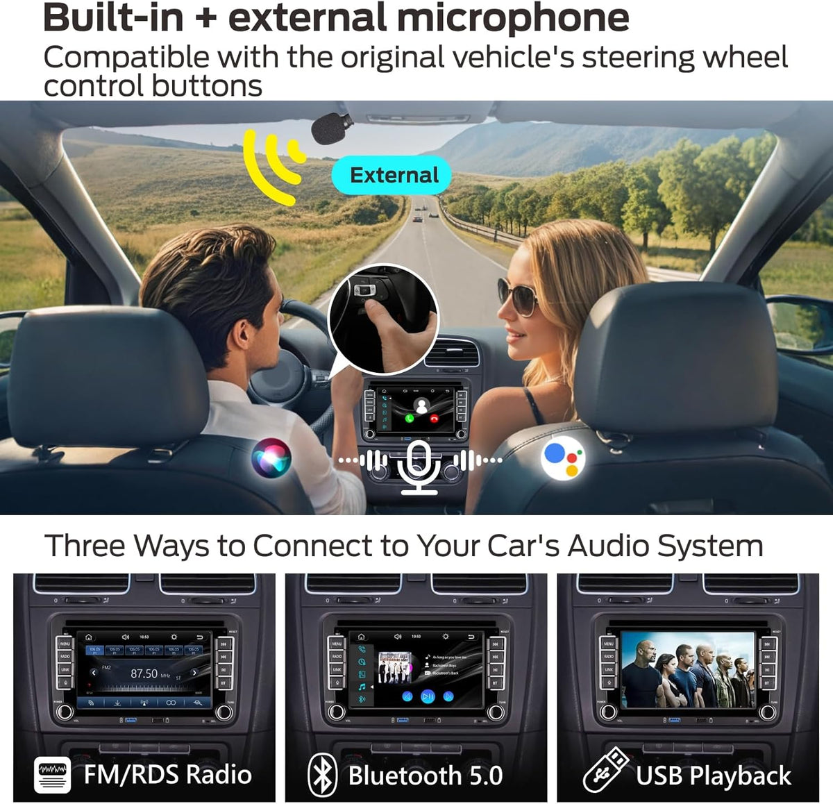 [Inicio rápido] Autorradio Linux para VW Golf 5 6/Polo, Radio VW con CarPlay y Android Auto inalámbricos integrados, Pantalla de 7" para VW compatible con controles del volante originales, AM/FM/RDS, Bluetooth, DSP, 45Wx4