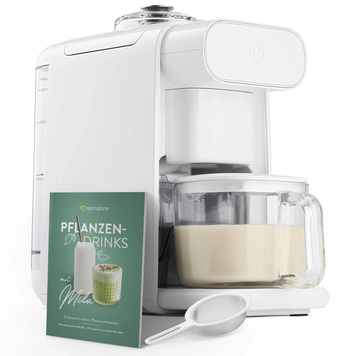 Springlane Kitchen Máquina de leche vegetal Mila 600ml, 6 programas, autolimpieza, pantalla LED, leche de frutos secos, leche de soja, bebidas de avena