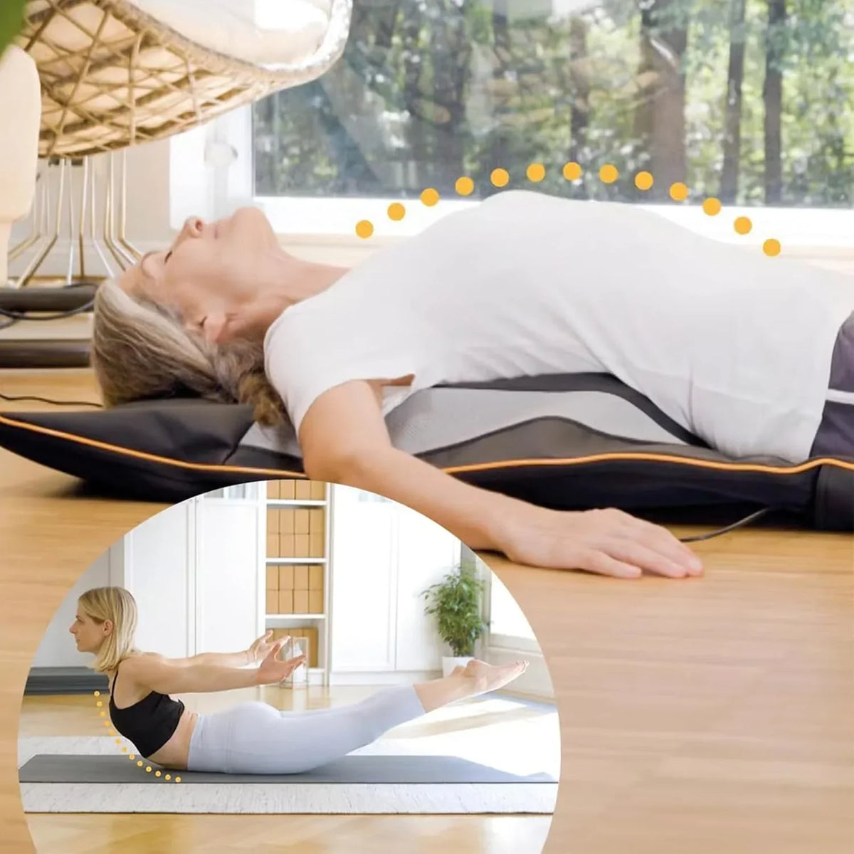 Esterilla de masaje eléctrica con estiramiento para cuerpo completo, función de calor, cámaras de aire AirFlow y 4 programas de masaje para hombros, espalda y cuello