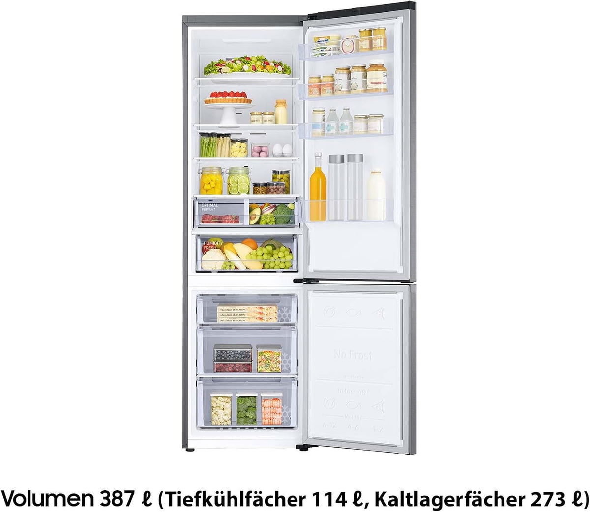 Frigorífico combi Samsung RL38T607BS9/EF, 203 cm, 387 l, frigorífico con congelador, Twin Cooling+, No Frost+, SpaceMax, Optimal Fresh+, Humidity Fresh, acabado acero inoxidable