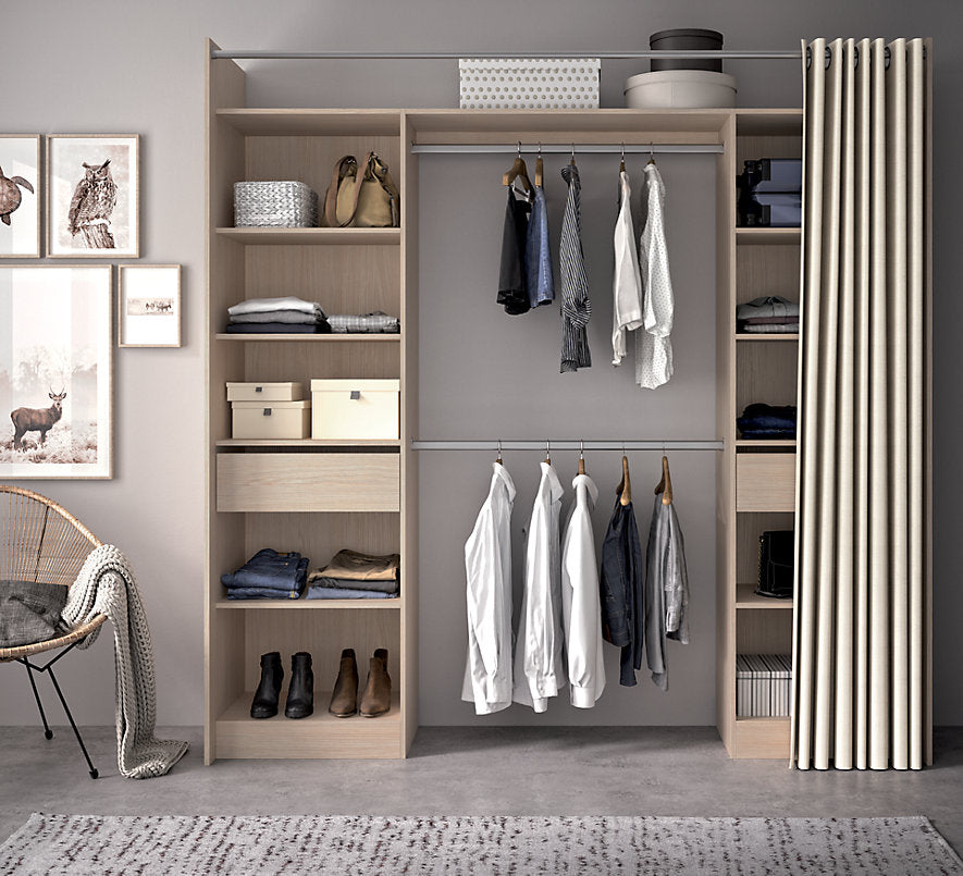 Kit de vestidor de 2 columnas reversibles con 2 cajones efecto roble Balsam, Al. 220 x An. 220 x Pr. 48 cm