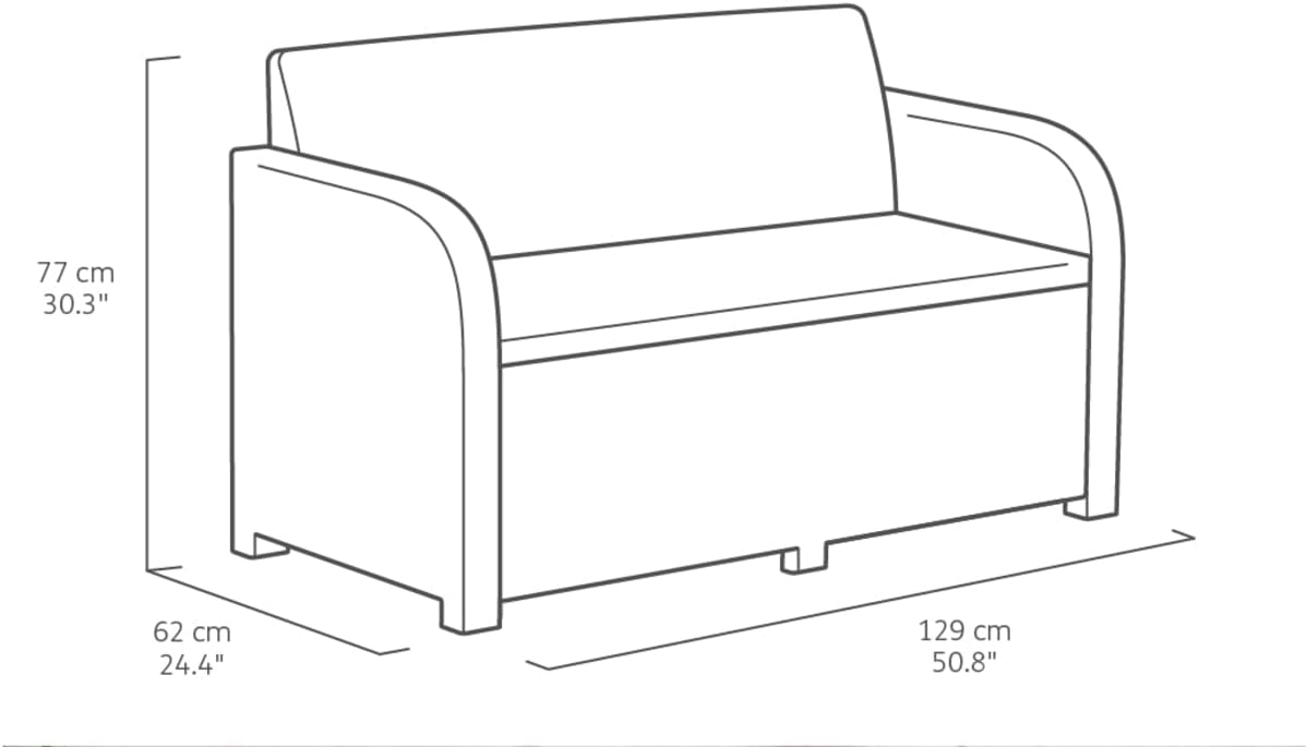 Conjunto de muebles de jardín de plástico Modena de Allibert by Keter, incl. cojines de asiento, gris, 4 piezas, 2 sillones, sofá y mesa, para jardín, balcón y terraza, aspecto de ratán plano