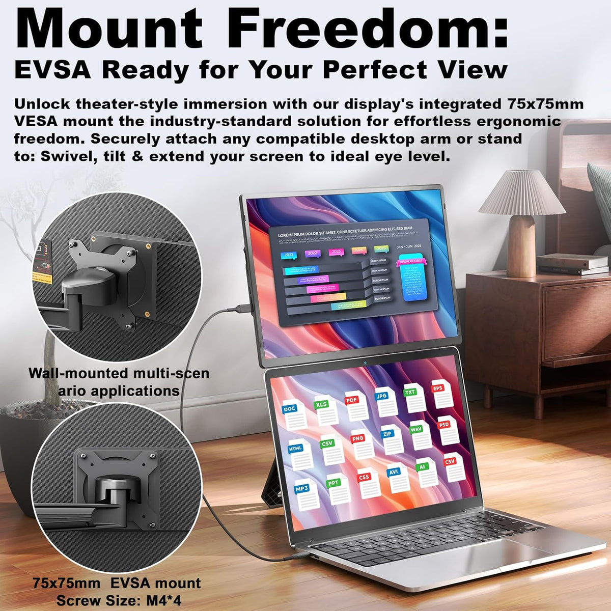 domyfan Pantalla portátil FHD 1200P de 16,1", pantalla dual con soporte magnético de 360°, extensión de pantalla para portátiles de 13 a 17,3", Plug & Play para Windows/Mac/PC/Xbox/PS5