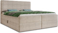 Cama boxspring Sofnet Mollo con 2 cajones, cama doble con colchón Bonell y topper, cama tapizada en suave tela de pana, cama, estructura de cama para dormitorio (Beige (Tilia 03), 140 x 200 cm)