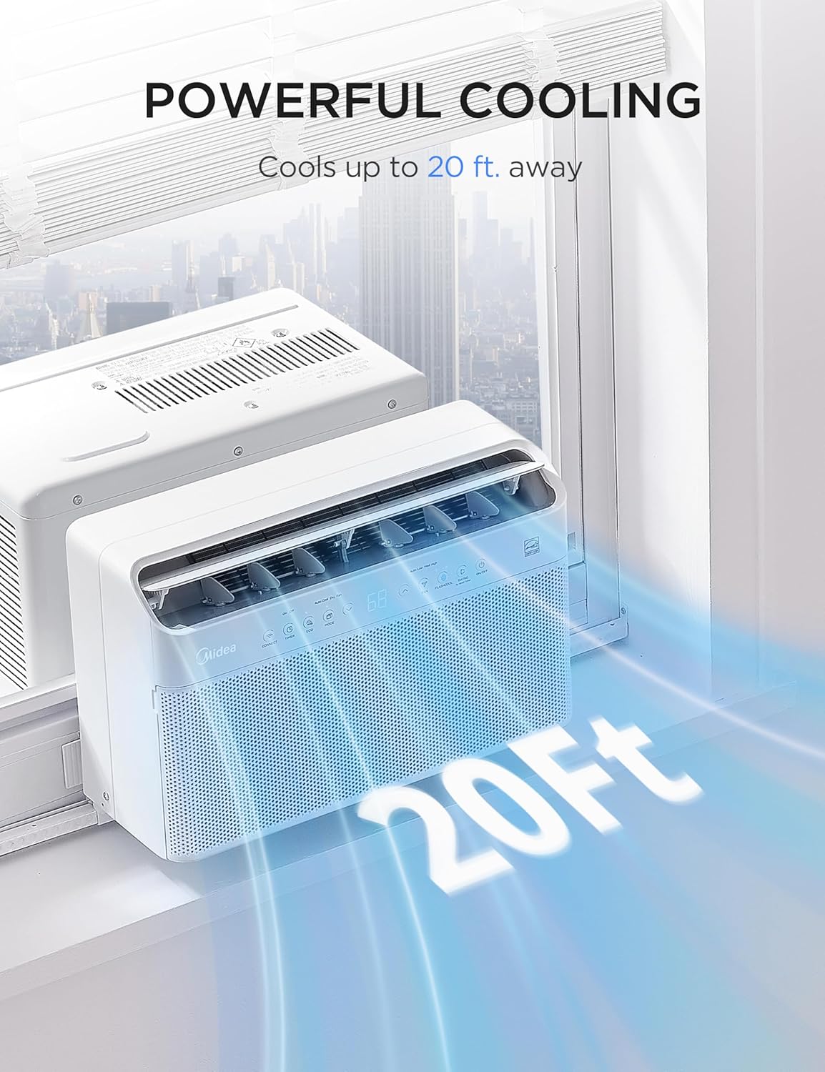Midea 8,000 BTU U Shaped Smart Inverter Window Air Conditioner - Cools 350 Sq Ft, Ultra Quiet with Open Window Operation - Alexa/Google Assistant Compatible, 37% Energy Savings, Remote (2026 Edition)