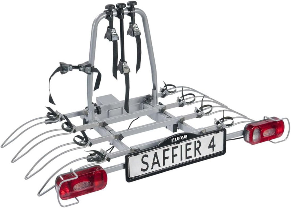 Eufab - Portabicicletas basculante sobre enganche para 4 bicicletas SAFFIER - Eufab