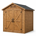 Cabaña de jardín de madera con puertas dobles y ventilación, de madera de abeto, marrón
