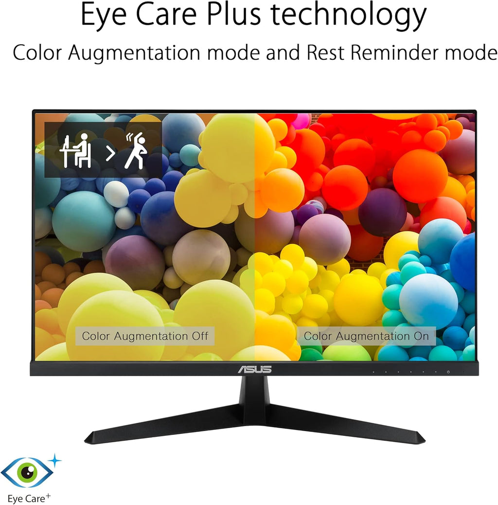 ASUS VY279HGE – Monitor gaming Eye Care 27" Full HD (1920 x 1080), IPS, 144Hz, SmoothMotion, 1ms (MPRT), FreeSync Premium, filtro de luz azul, antiparpadeo, tratamiento antibacteriano