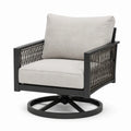 Sillón giratorio de aluminio y poliéster con cojín beige