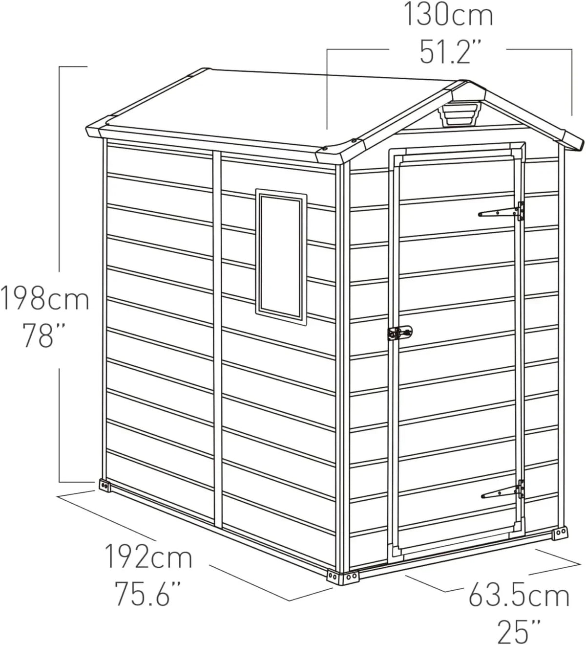 Keter Manor 4X6 - Caseta de jardín, 130x192x198cm y 2,2m2, Suelo, Sistema de ventilación, Puerta y ventana, Resistente al agua, Color gris