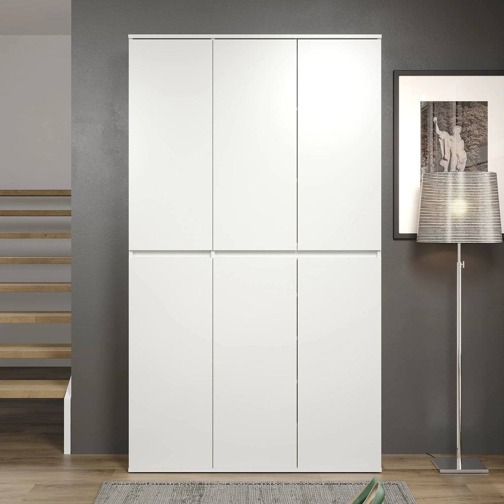 Armario multiusos Nevada 213215701 111 x 191 x 34 cm, 6 puertas, 12 estantes con barra para colgar ropa