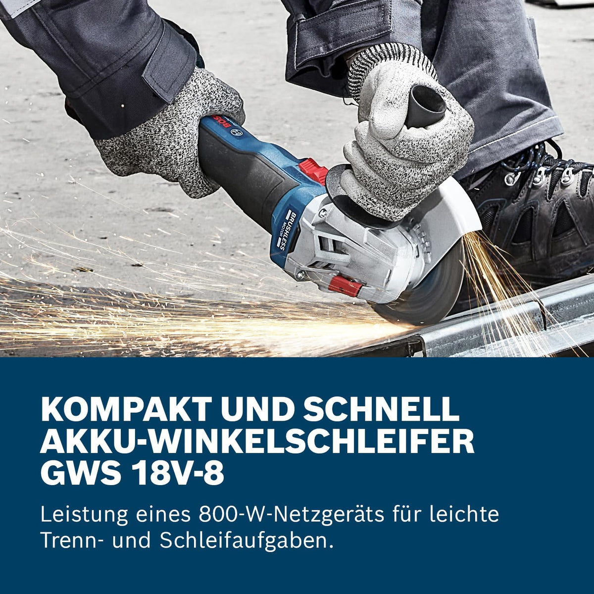 Amoladora angular a batería Bosch Professional 18V System GWS 18V-8 (diámetro de disco 125 mm, incl. 2 baterías GBA 4.0Ah, cargador GAL 18V-40, L-BOXX)