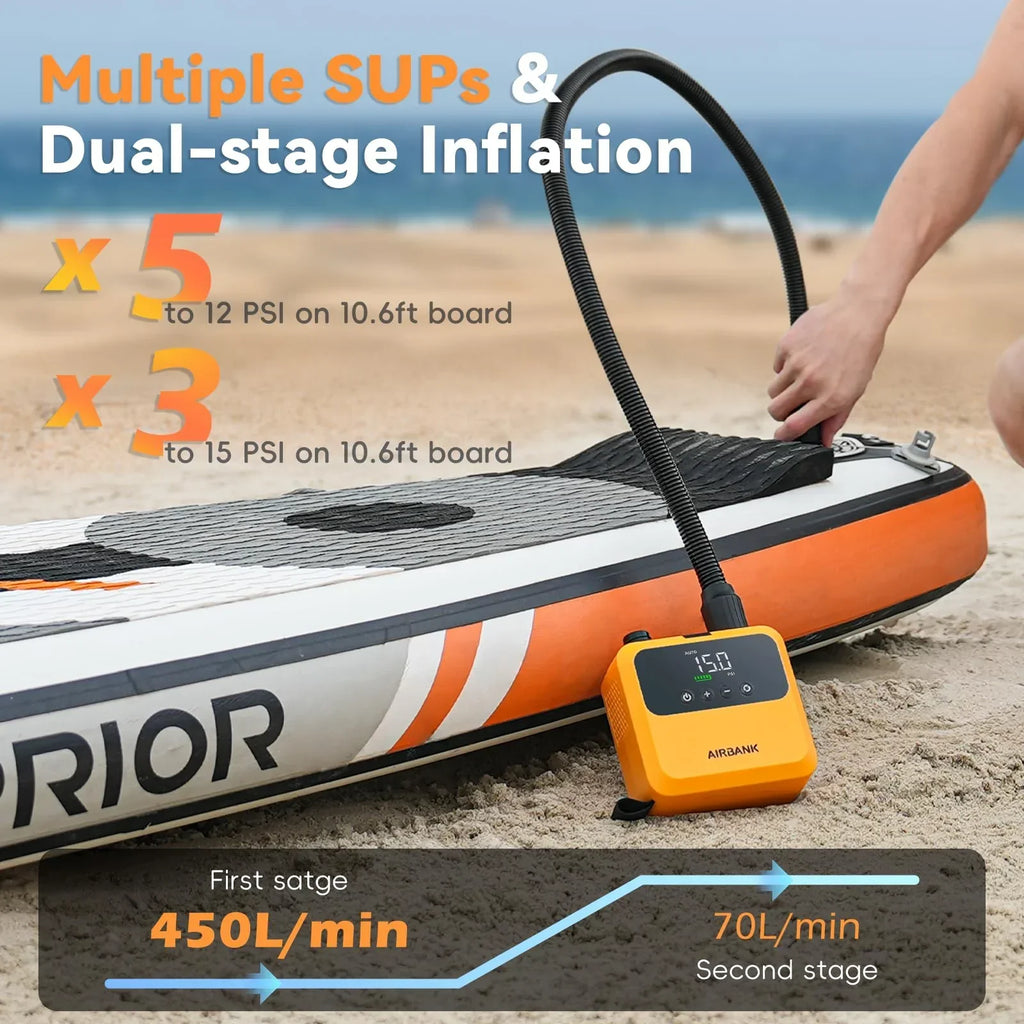 Bomba de aire eléctrica para SUP Pulse Pro D23PRO, 20 PSI, batería de 4500 mAh, motor sin escobillas, 80 000 rpm, para kayaks y botes