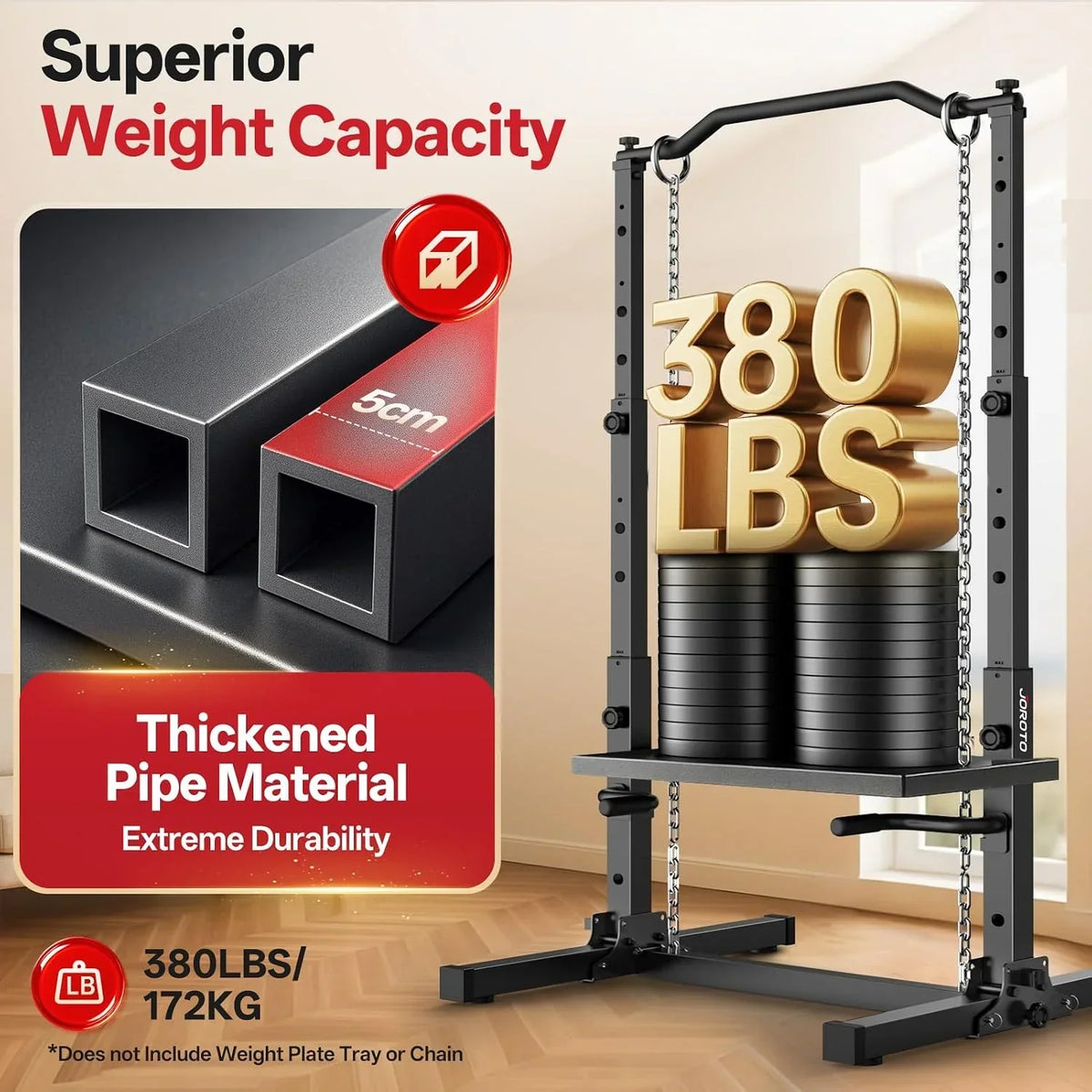 Estación de dominadas y fondos plegable y ajustable en altura, torre de fuerza 5 en 1 para gimnasio en casa, Power Tower con capacidad de carga de hasta 172 kg