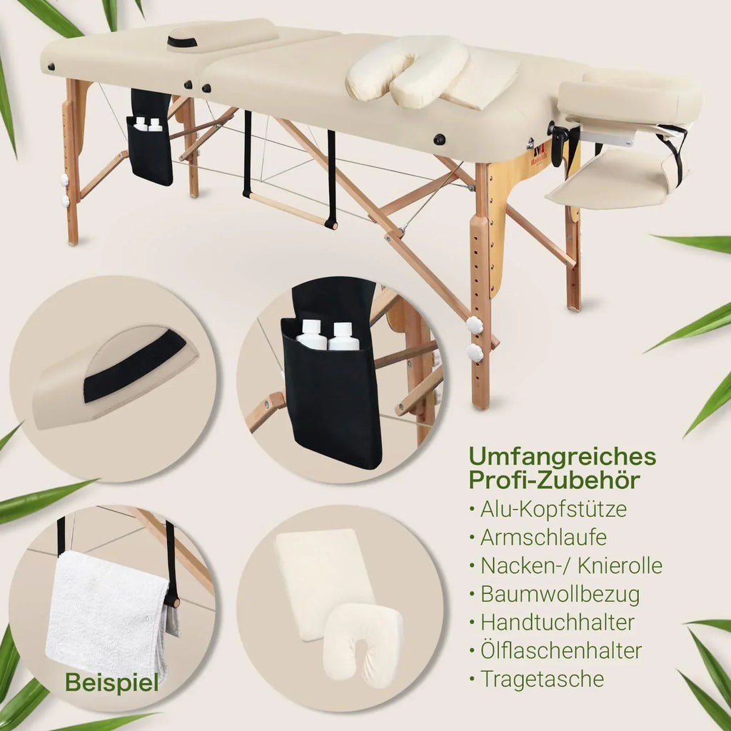 MA-CF-001 Camilla de masaje plegable y ajustable en altura 71 cm madera capacidad de carga 250 kg