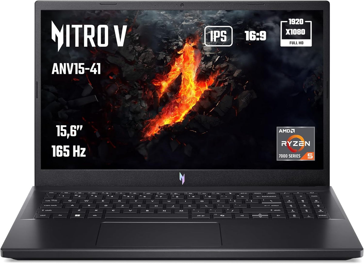 acer Nitro V 15 ANV15-41-R4FN, Ordenador Portátil Gaming 15.6'' Full HD IPS LCD 165Hz, (AMD Ryzen 5 7535HS, NVIDIA GeForce RTX 4050, RAM 16 GB, SSD 512 GB, Windows 11 Home) Teclado AZERTY, Negro