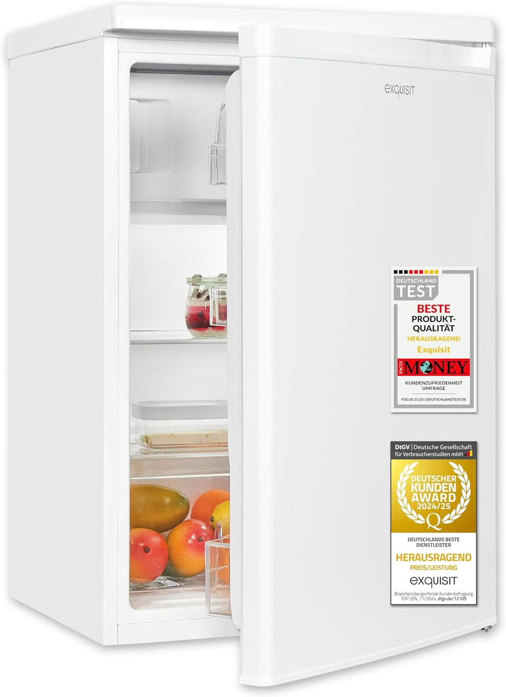 Frigorífico con congelador Exquisit, 109 litros, frigorífico pequeño, 85 cm de altura, independiente, compacto, KS516-4-E-040E blanco